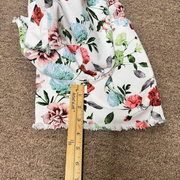 Workshop Republic floral print raw edge cut off shorts size 4 - Picture 7 of 7